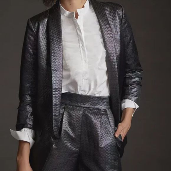 Hutch Jackets & Coats Hutch By Anthropologie Textured Metallic Iridescent Rainbow Blazer